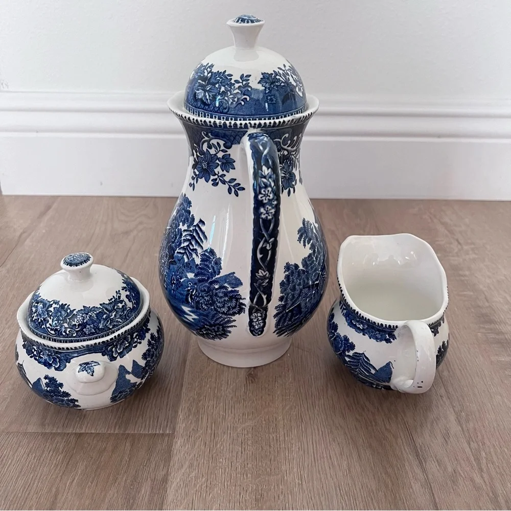 Enoch Wedgwood - Avon Cottage Tea Set Coffee Tea Pot Creamer Sugar Bowl VTG RARE